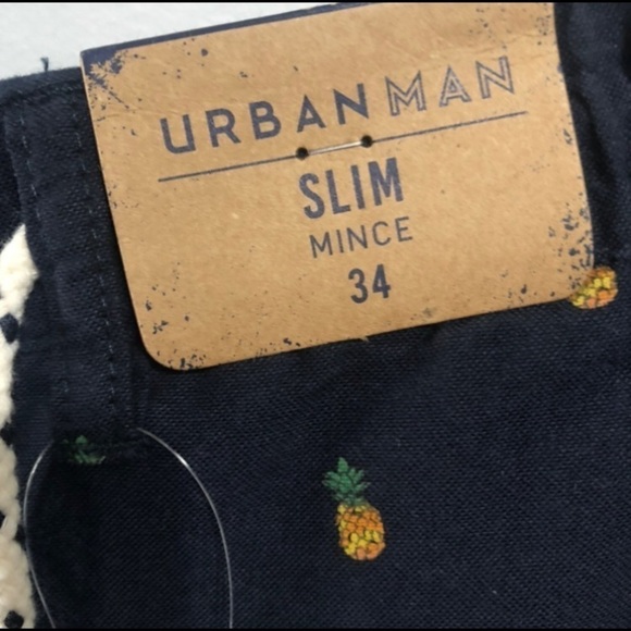 URBAN MAN Slim Pineapple Print Shorts - Picture 6 of 8
